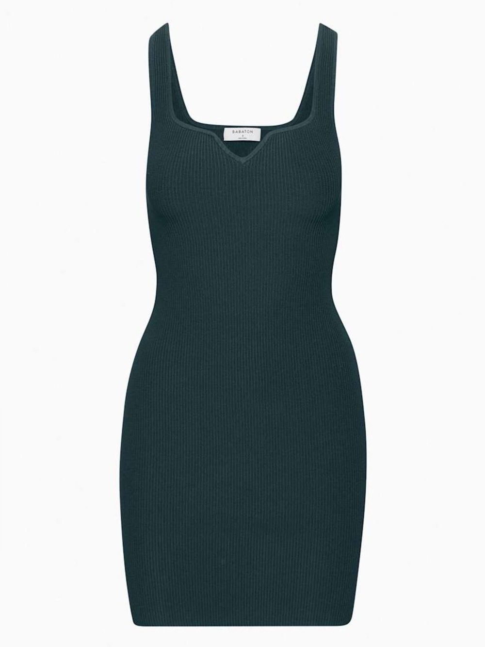 BABATON SCULPT KNIT NOTCH TOTAL ECUPSE Teal Ribbed Tank Bodycon Dress $110 Med